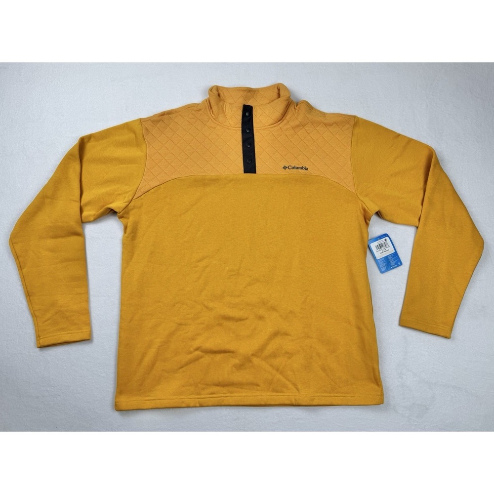Columbia Hart Mountain Quilted Half Snap Pullover Mens XL Yellow Sweatshirt NWT